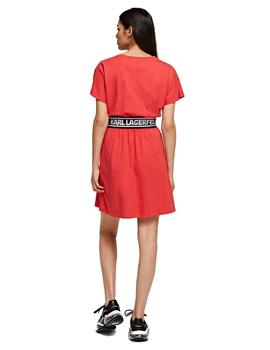 Vestido Karl Lagerfeld rojo Logo Tape Dress