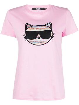 Camiseta Karl Lagerfeld Rosa Boucle Choupette Tshi