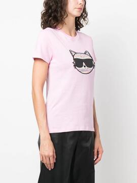 Camiseta Karl Lagerfeld Rosa Boucle Choupette Tshi