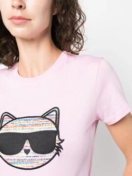 Camiseta Karl Lagerfeld Rosa Boucle Choupette Tshi