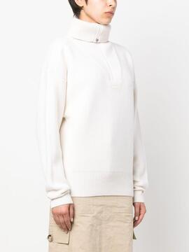 Jersey Coperni Blanco Half Zip Boxy Sweater
