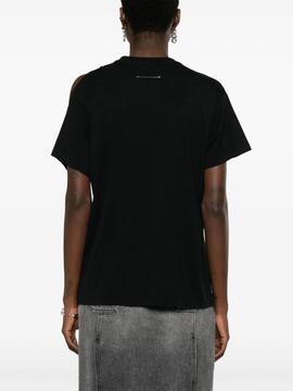 Camiseta MM6 negra algodon Cut-out