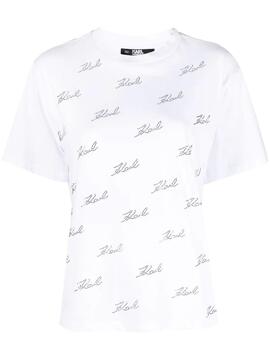 Camiseta Karl Lagerfeld Rhinestone Blanco