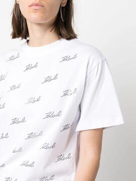 Camiseta Karl Lagerfeld Rhinestone Blanco