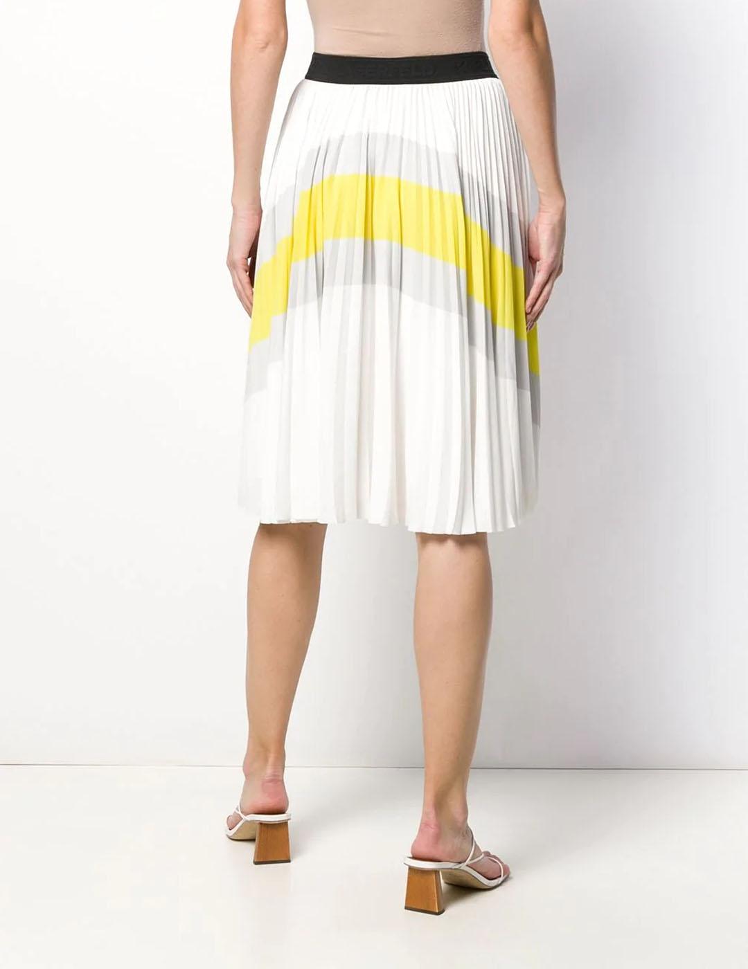 Falda Karl Lagerfeld blanca Colourblock Pleated skirt