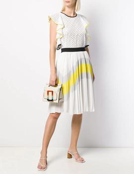 Falda Karl Lagerfeld blanca Colourblock Pleated skirt