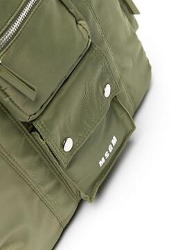 Bolso MSGM Pocket Tote Bag Verde Militar