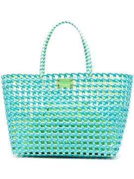 Bolso MSGM Medium Basket Azul, Amarilla y Verde