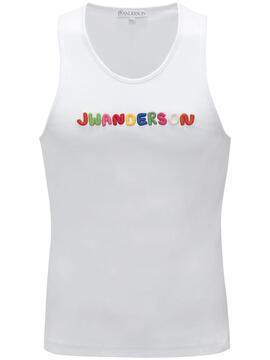 Camiseta JW Anderson Logo Bordado Tirantes Blanca