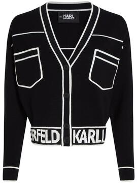 Cardigan Karl Lagerfeld Short Logo Negro