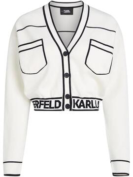Cardigan Karl Lagerfeld Short Logo Blanca
