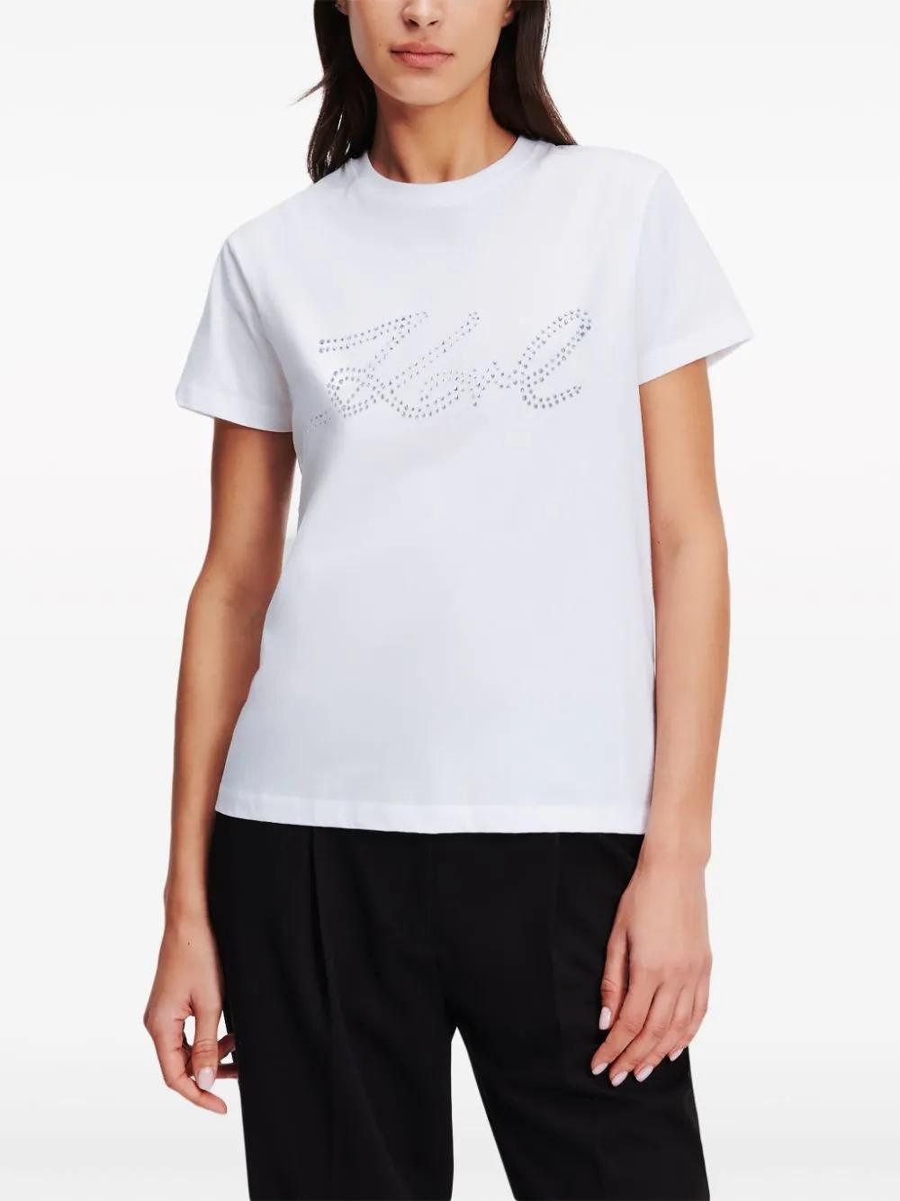 Camiseta Karl Lagerfeld Rhinestone Blanca