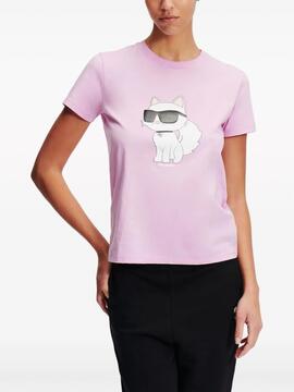 Camiseta Karl Lagerfeld Ikonik Choupette Rosa