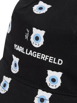 Gorro Karl Lagerfeld KLxDD AOP Bucket Hat Negro