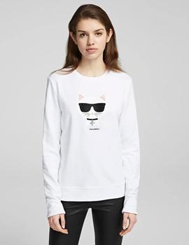 Sudadera Karl Lagerfeld blanca Ikonik Choupette Sweatshirt