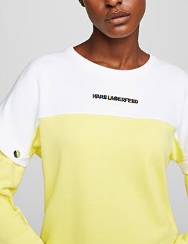 Sudadera Karl Lagerfeld amarilla Colorblock Cut Out Sleeve