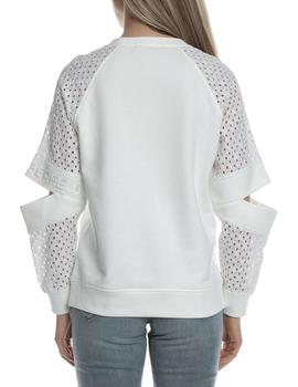 Sudadera Karl Lagerfeld blanca Cut Out Lace Sleeved Top