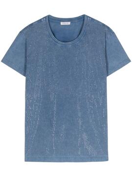 Camiseta Patrizia Pepe Lavada con Strass Blue Wash