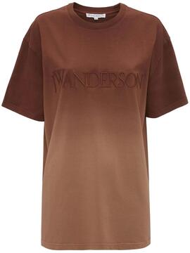 Camiseta JW Anderson Logo Bordado Degradado Marrón