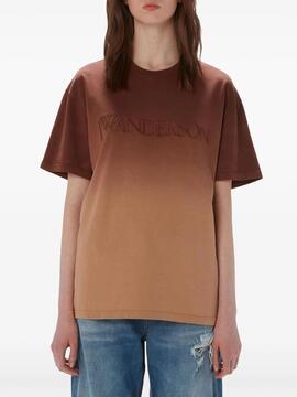 Camiseta JW Anderson Logo Bordado Degradado Marrón