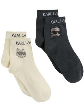 Calcetines Karl Lagerfeld Rhinestone Socks 2-pack