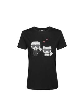 Camiseta Karl Lagerfeld negra Karl - Choupette pixelados