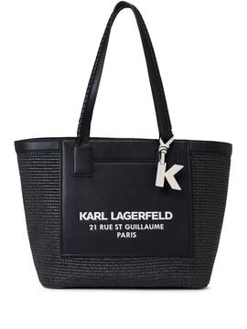 Bolso Karl Lagerfeld RSG Raffia Large Tote Negro