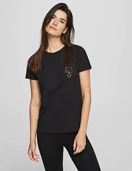 Camiseta Karl Lagerfeld negra Ikoik Outline Pocket tee