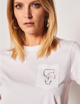 Camiseta Karl Lagerfeld blanca Ikonik Outline Pocket tee