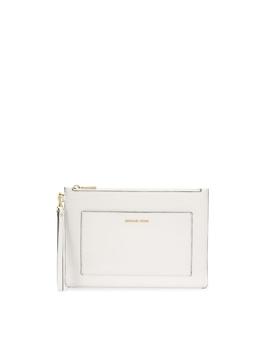 Bolso Michael Kors blanco large pouch logo print clutch
