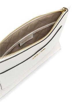 Bolso Michael Kors blanco large pouch logo print clutch