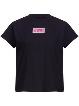 Camiseta MM6 Numeric Negra y Rosa