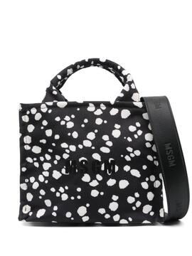 Bolso MSGM Printed Small Tote Negro Topos