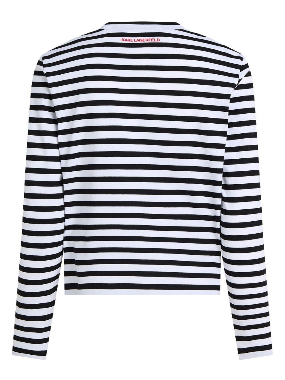 Camiseta Karl Lagerfeld K/Ikon Print Striped Top