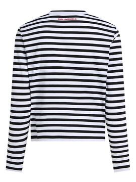 Camiseta Karl Lagerfeld K/Ikon Print Striped Top