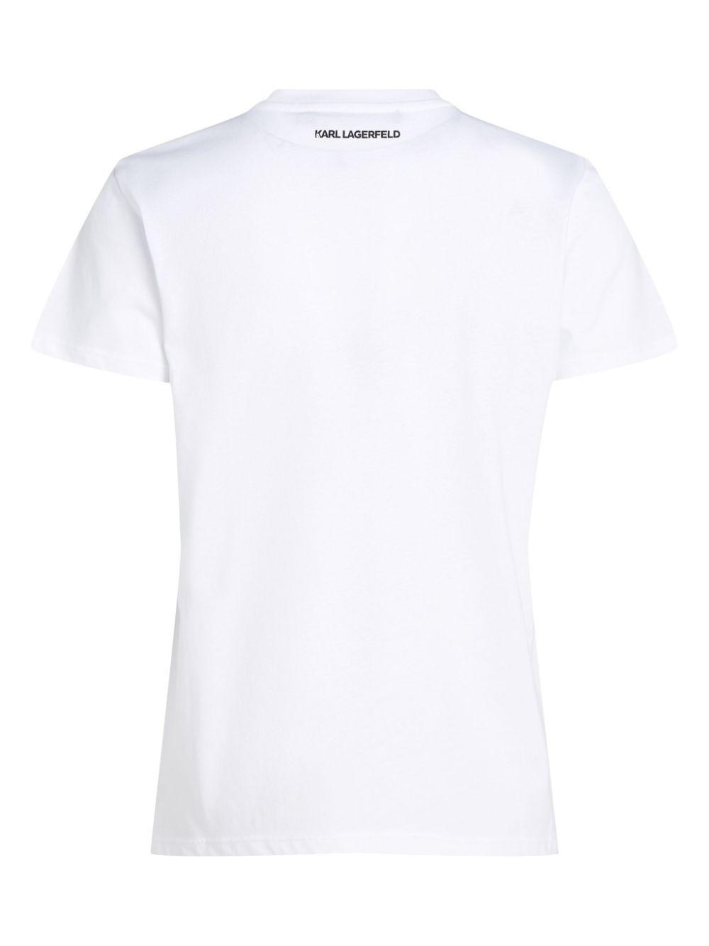 Camiseta Karl Lagerfeld Ikon Rhinestone Duo Blanca