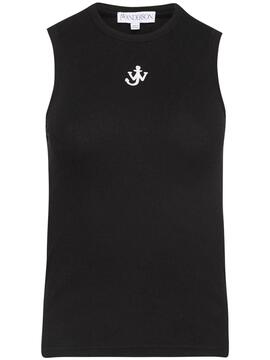 Top JW Anderson Anchor Vest Bordado Negro