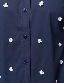 Camisa Michael Kors azul Floral Embroidered Cotton Poplin