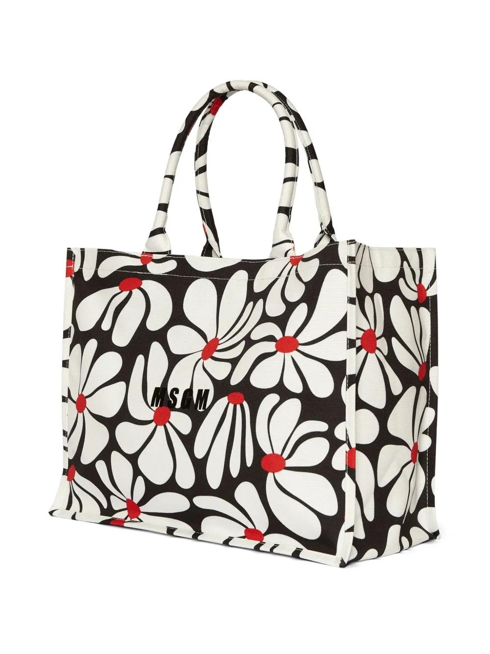 Bolso MSGM Flower Tote Fiori Rojo Negro