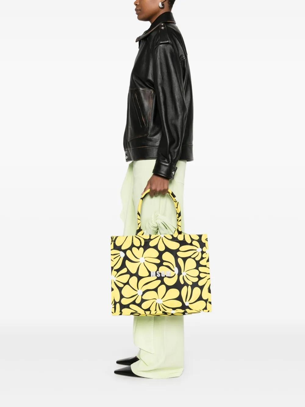 Bolso MSGM Flower Tote Fiori Negro Amarillo