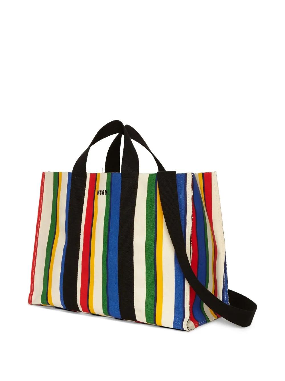 Bolso MSGM Striped Canvas Tote Multicolor