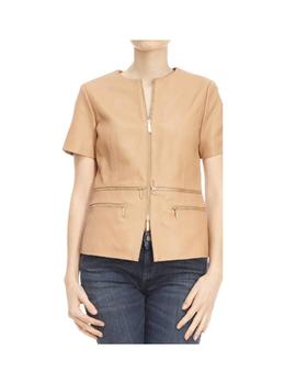 Ropa michael kors chaqueta cuero manga corta camel