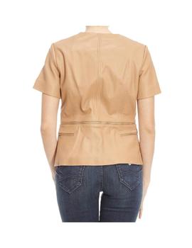 Ropa michael kors chaqueta cuero manga corta camel