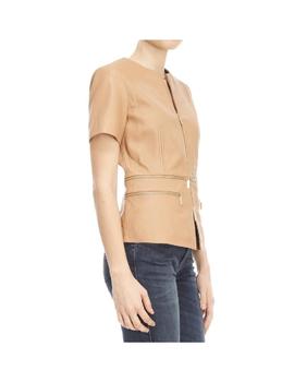 Ropa michael kors chaqueta cuero manga corta camel