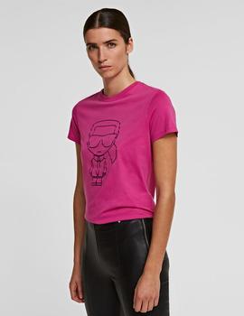 Camiseta Karl Lagerfeld fucsia Ikonik Karl Outline