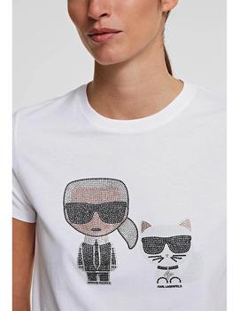 Camiseta Karl Lagerfeld  blanca Ikonik Rhinestone Strass
