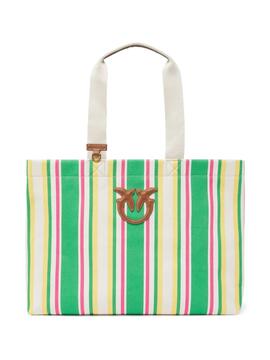 Bolso Pinko Shopper Extra Canvas Rayas