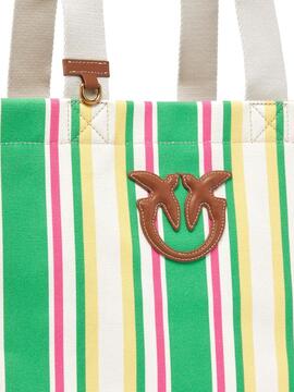 Bolso Pinko Shopper Extra Canvas Rayas