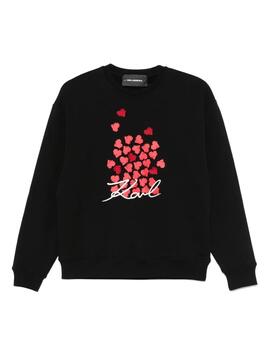 Sudadera Karl Lagerfeld Heart Sweatshirt Negra