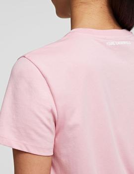 Camiseta Karl Lagerfeld rosa Rhinestone Logo
